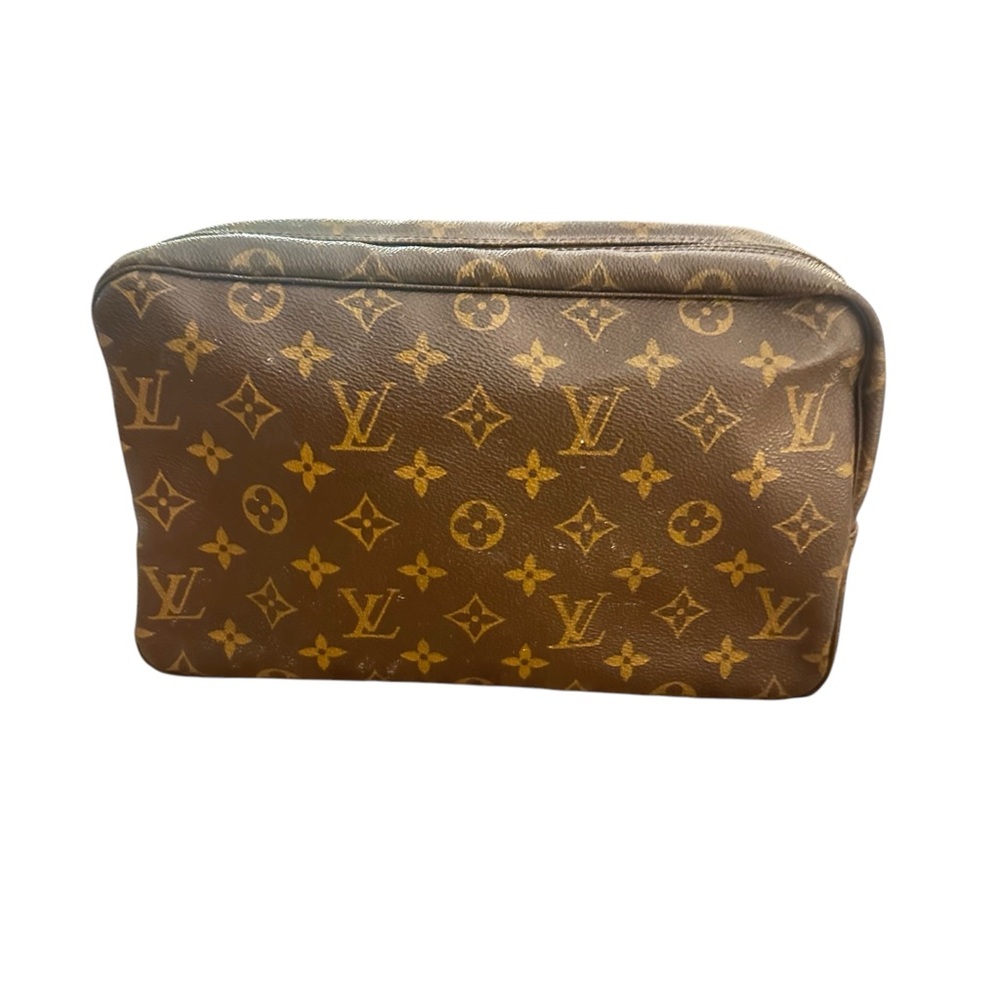 Louis Vuitton Monogram LV Canvas Cosmetic Toiletry Bag Case Pouch Vintage France